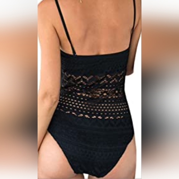 Lookbookstore Black Crochet one piece Swimsuit Size 10. New without tags(item48) - Picture 2 of 6